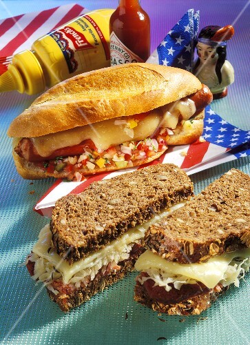 Wholemeal sandwich with sauerkraut, cheese (Reuben sandwich,2)