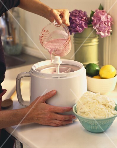 Making strawberry ice cream