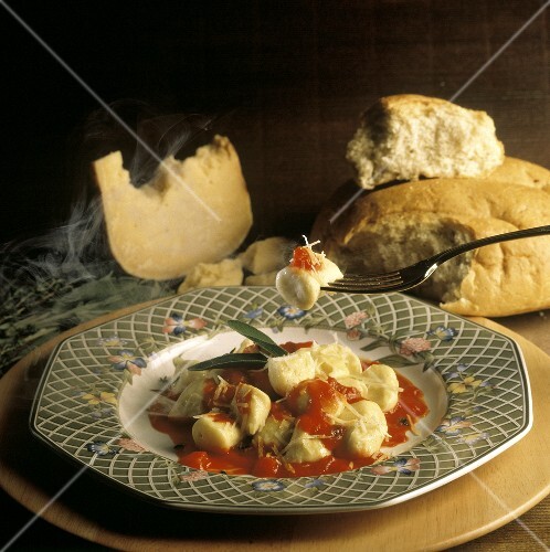 A Plate of Gnocchi with Sauce