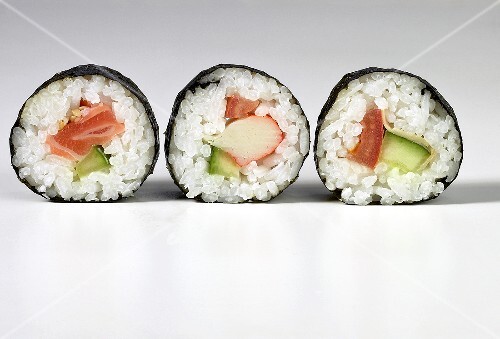 Three different Maki sushi
