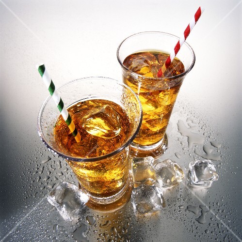 Iced tea with coloured straws