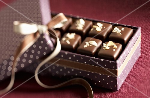 Nougat chocolates in gift box