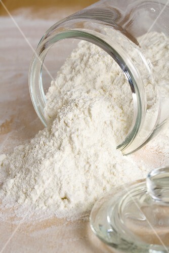Upset jar of flour