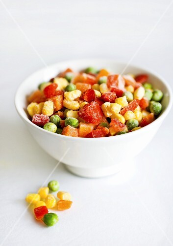 Frozen mixed vegetables in a bowl