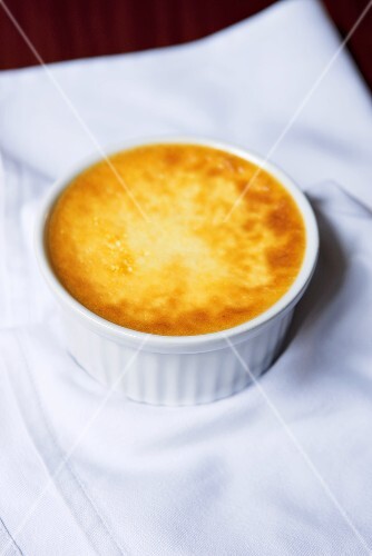 Crème caramel in ramekin