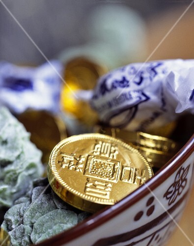 Gold coins: Chinese good luck symbols for New Year