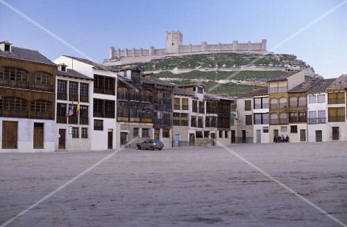 Old village square in Penafiel, Ribera del Duero, Spain