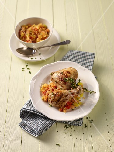 Spicy chicken legs with papaya salsa