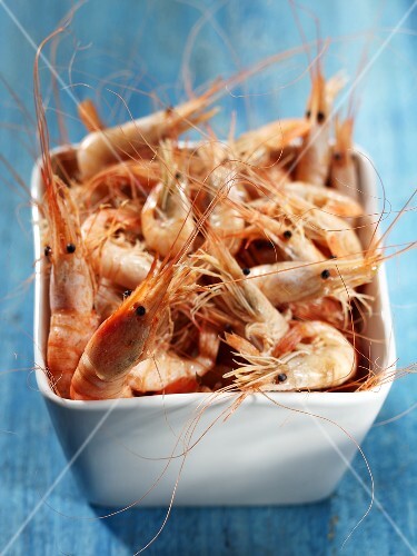 Fresh shrimps in a small bowl