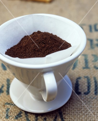 Ground coffee in filter