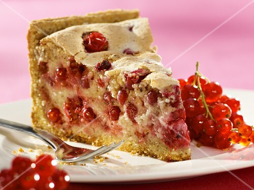 A piece of redcurrant almond tart