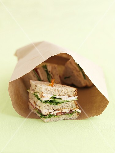 Chicken sandwiches in a paper bag