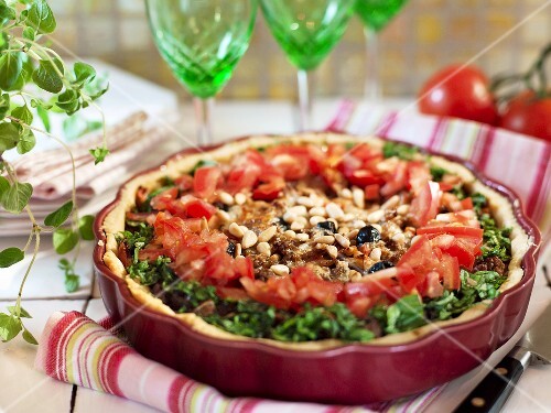 A red and green minced meat pie