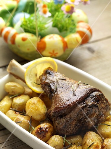 Leg of lamb with potatoes for Easter