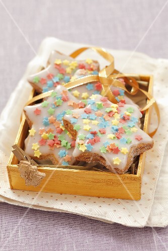 Nut biscuits with sugar stars for Christmas