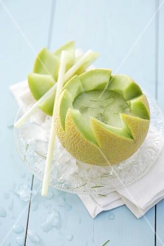 Galia Melon Daiquiri in a melon