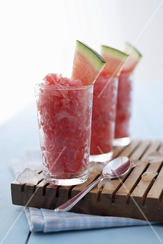 Watermelon and raspberry granita