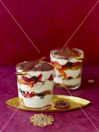 Tiramisu in glasses for Christmas