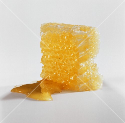 A honeycomb against a white background