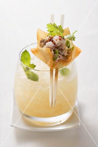 Ginger ale and a won-ton