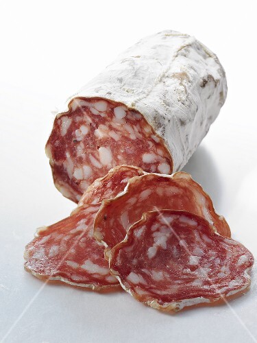Salami, partly sliced