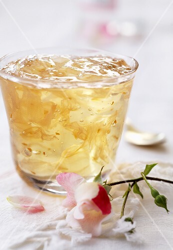 Rose petal jam in glass