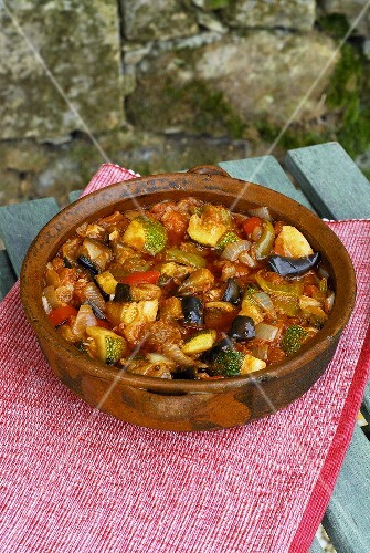 Ratatouille in a terracotta dish