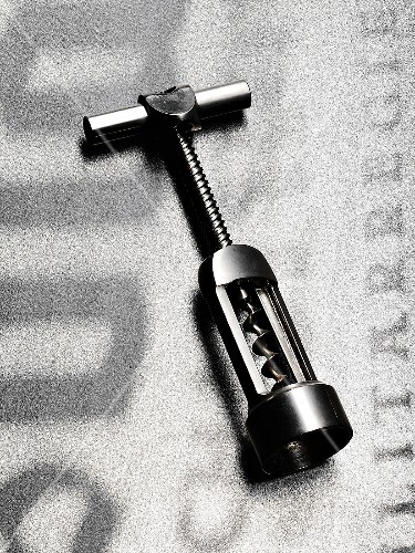 Corkscrew on black and white paper