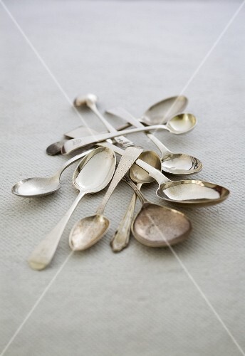 Various antique silver spoons