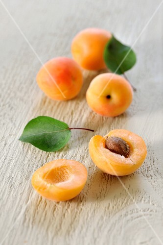 Apricots with leaves
