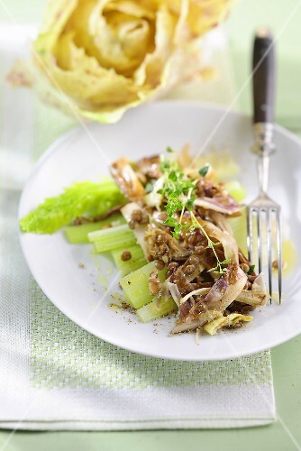 Lentil medley with chicory on celery