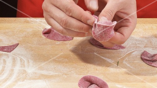 Making beetroot tortellini