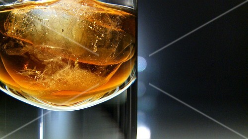 Whiskey with ice cubes