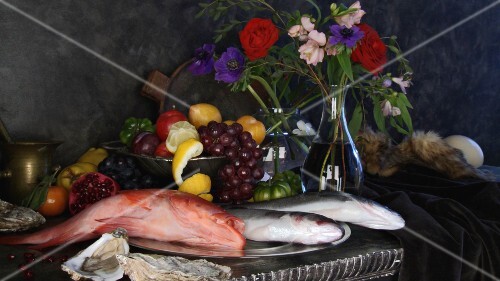 Food still life arranged on a table