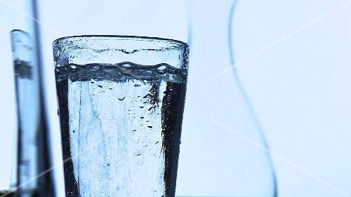 A glass of sparkling mineral water