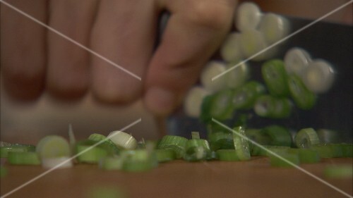 Chopping spring onions