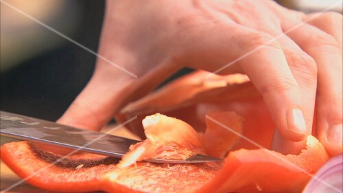 Coring a red pepper