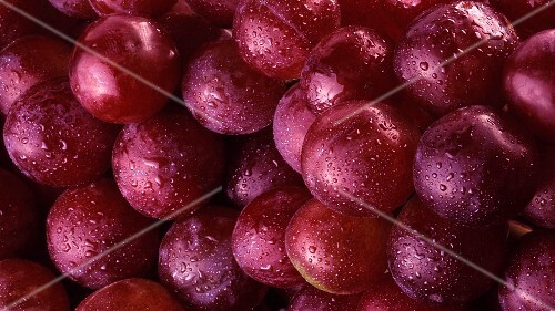 Red grapes with drops of water (full-frame)