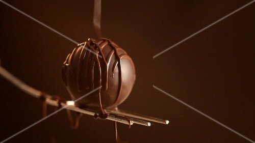 Decorating a chocolate with chocolate