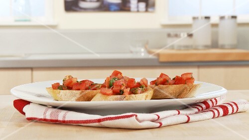 Bruschetta (toasted bread with tomatoes, Italy)