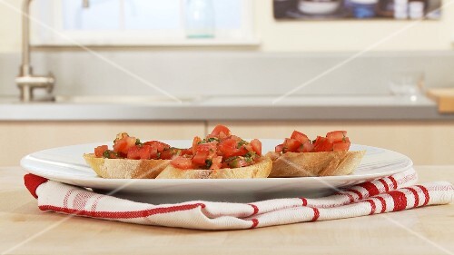 Bruschetta (toasted bread with tomatoes, Italy)