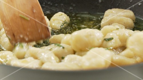 Gnocci and sage butter in a pan