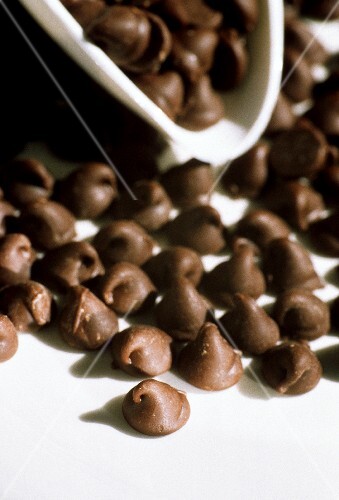 Chocolate Chips on Plate and on Scoop