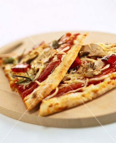 Two Slices of Mushroom and Tomato Pizza