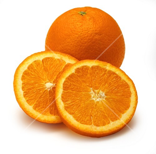 A Whole and a Halved Navel Orange
