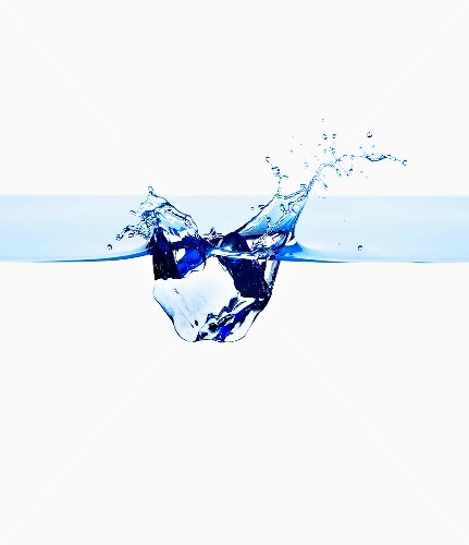 An Ice Cube Splashing into Water