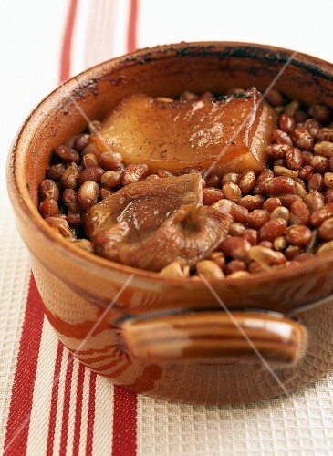 Pot of Homemade Baked Beans with Pork Fat