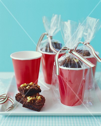 Walnut Brownies Packed in Cups