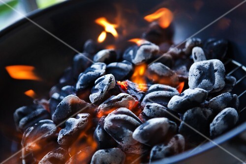 Hot Charcoal in Grill