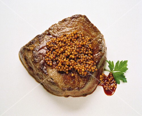 Steak with Mustard Seeds
